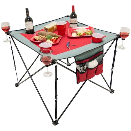 COD USA Folding Wine Table, Burgandy/Gray 820117